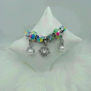 Cute Charm Bracelet with Rhinestone Accents